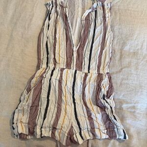 Tavik Cream Striped Jumpsuit with Rust, Black & Mustard Stripes